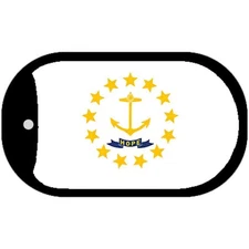 Rhode Island State Flag Metal Novelty Dog Tag Necklace 2" x 1"