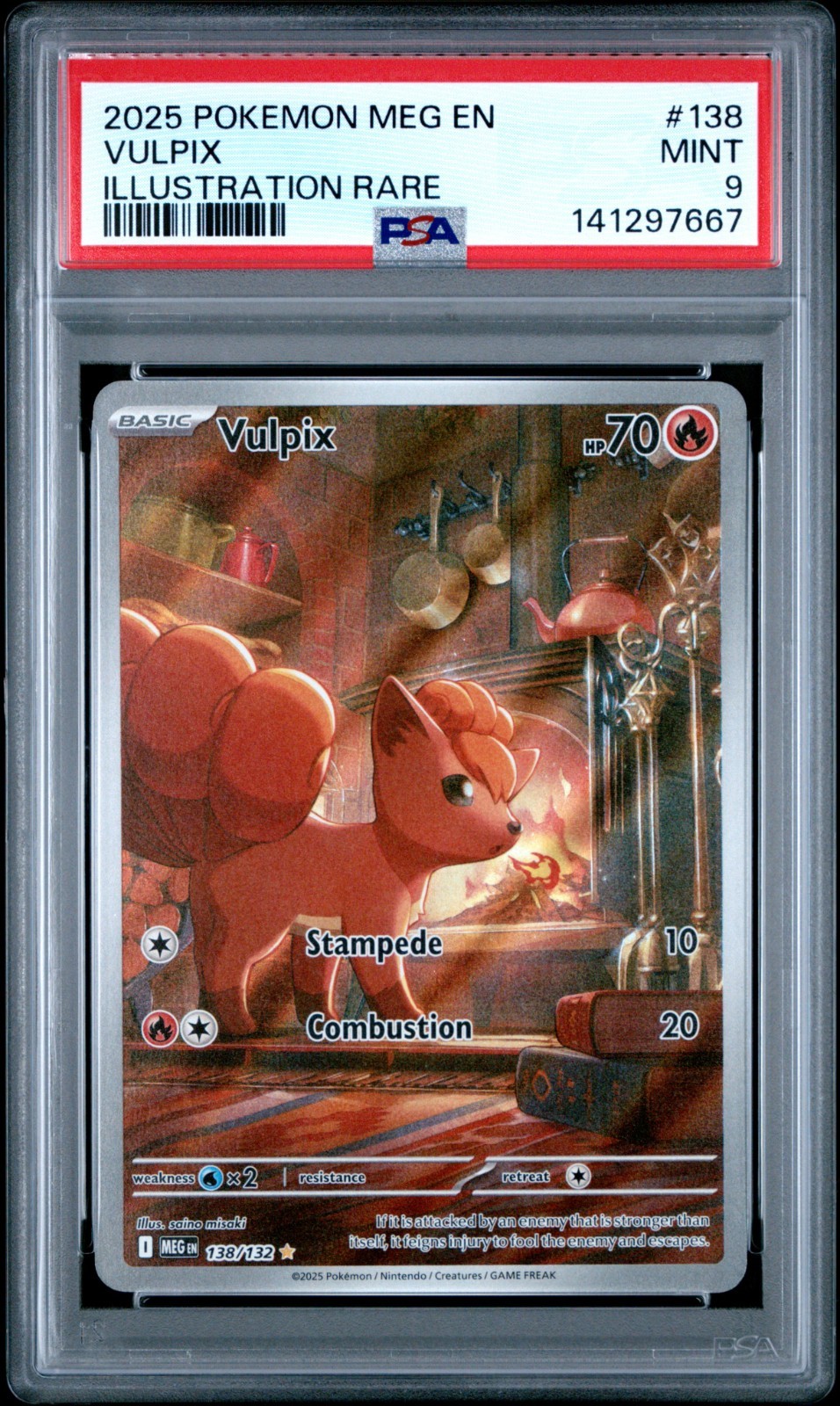 Pokémon Vulpix Illustration Rare Holo Me01: Mega Evolution PSA Mint 9 138/132