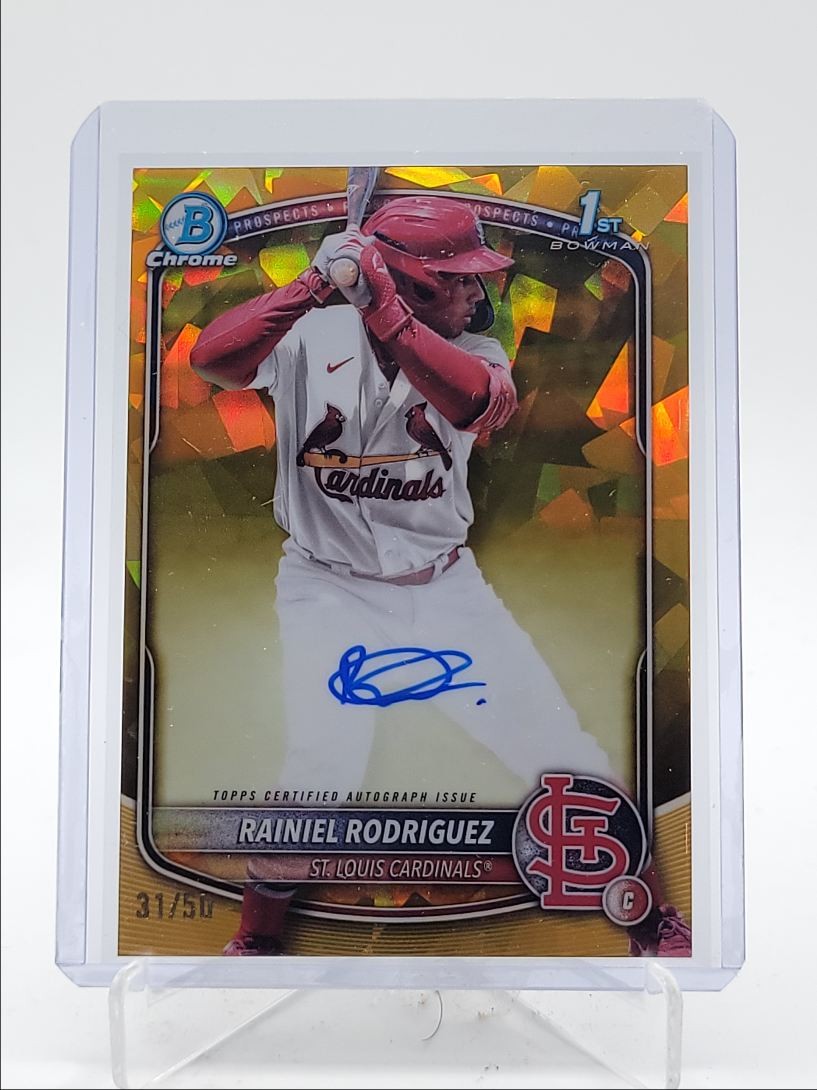 RAINIEL RODRIGUEZ 2025 BOWMAN CHROME SAPPHIRE 1ST GOLD AUTO /50 Q3646