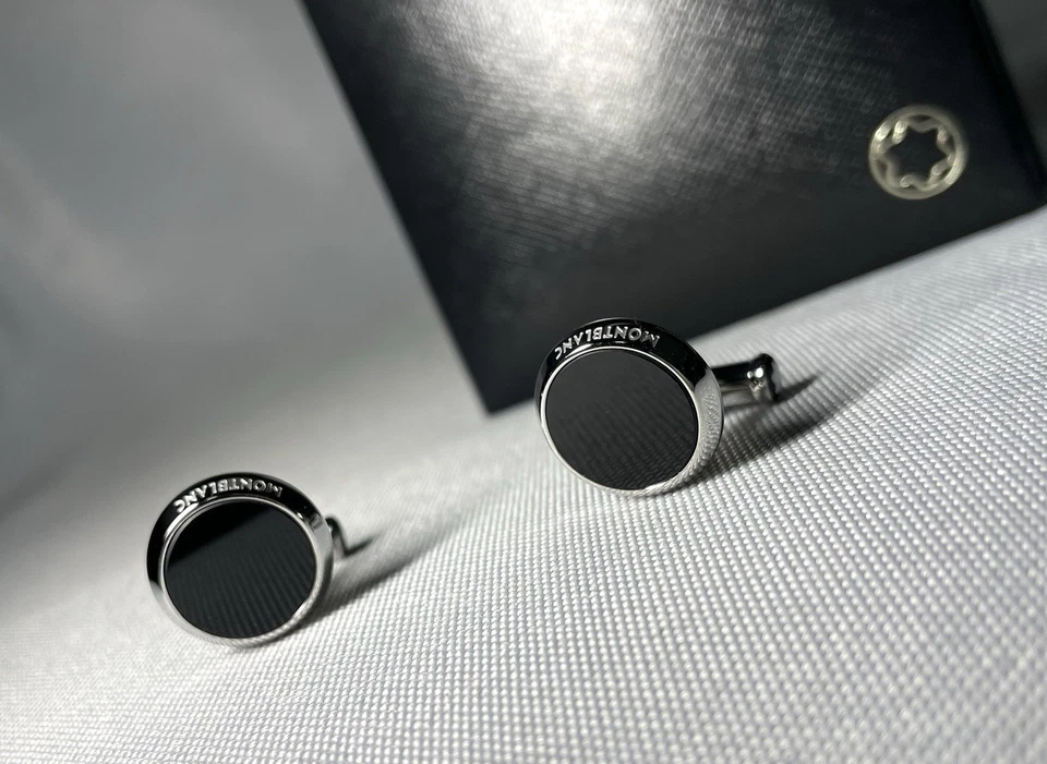 Autentici recenti bellissimi gemelli Montblanc Meisterstuck onice nero regalo - Immagine 2 di 4