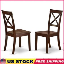 Juego de 2 Sillas de Cocina de Madera X-Back Muebles de Comedor Acabado Caoba Nuevas