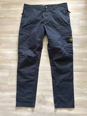 $470 New Authentic STONE ISLAND Patch Logo Navy Cotton Cargo Pants Tg34 Waist 36