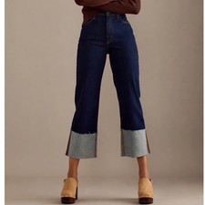 Pilcro Scotty Cuffed High-Rise Straight-Leg Jeans Dark Wash 27 Anthropologie