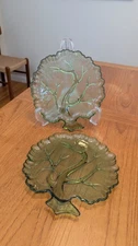 Vintage Anchor Hocking Tree of Life Plates Avacado Green Set Of 2