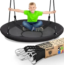Saucer Swing with Tree Hang Kit, 40” Outdoor Tree Swing, 2 Adjustable Hanging Ro