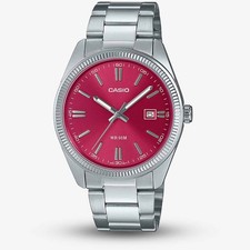 Casio MTP Stainless Steel Red Dial Watch MTP-1302PD-4AVEF