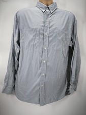 Aubin Blue White Striped Long Sleeve Shirt Men's Chest Pocket Casual Size Large