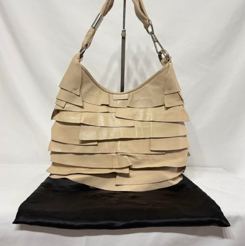 Borsa a tracolla Yves Saint Laurent Saint Tropez con volant beige