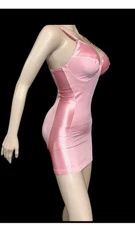50 3X Vintage Short Pink Satin Spandex Girdle Bra Full Slip