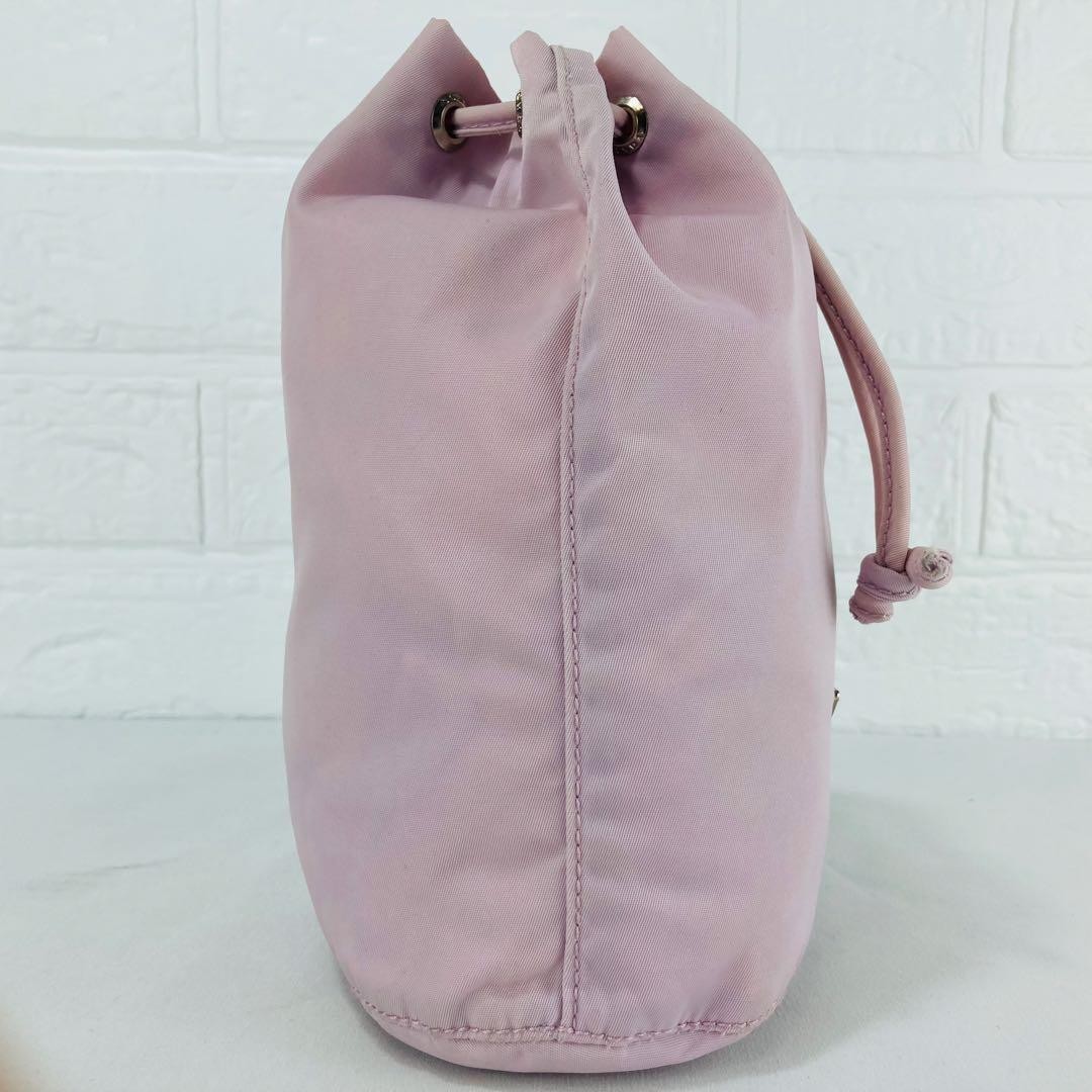 PRADA Nylon Pink Triangle Logo Drawstring Bag Aut… - image 5