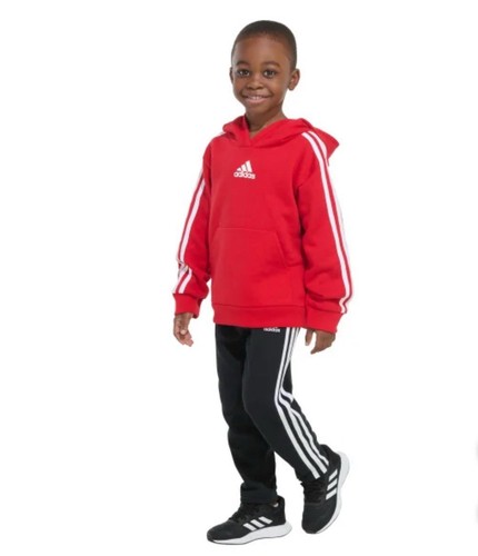 Adidas Little Boys 2-Piece Hoodie & Pant Set Red Black Size 7 - Picture 2 of 5