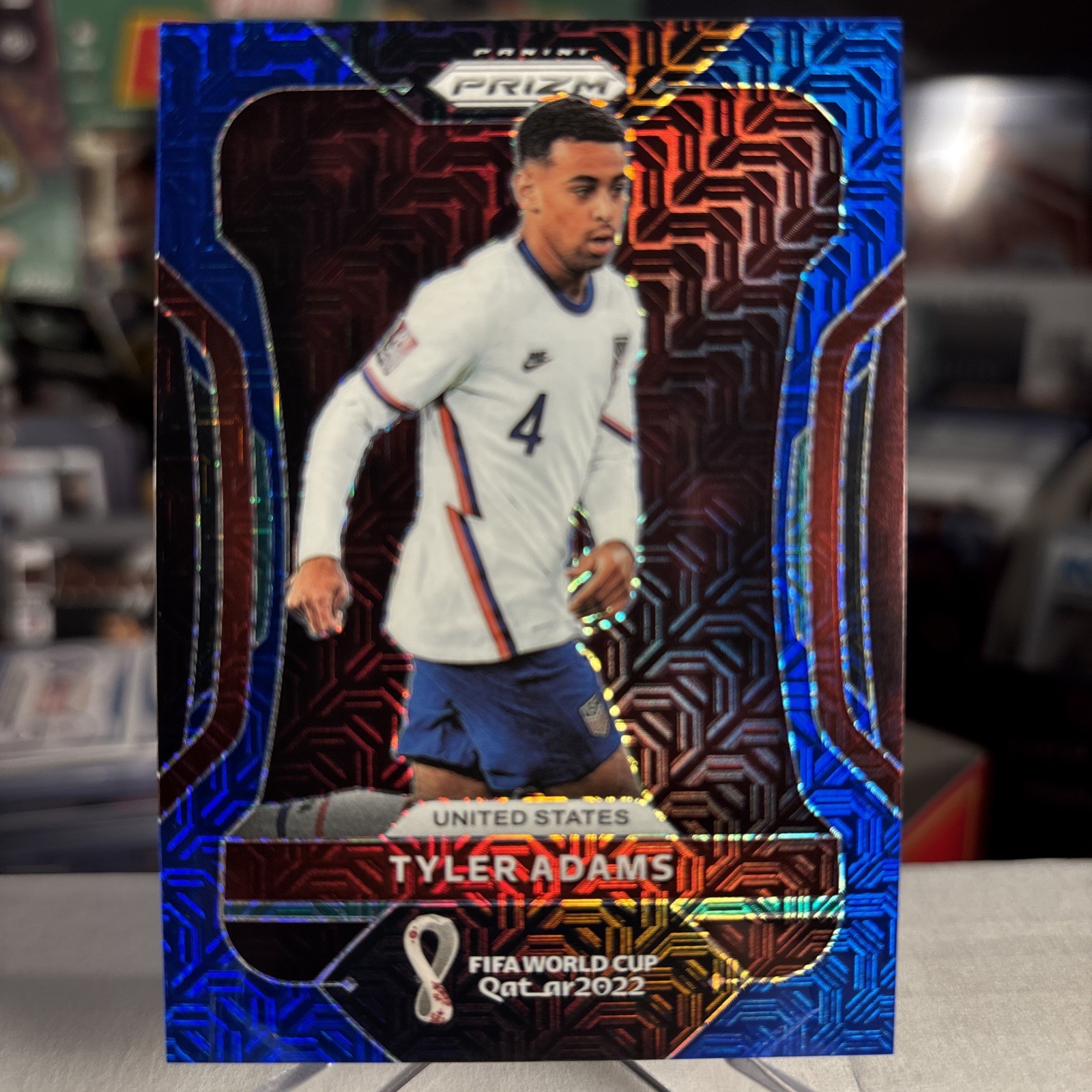 2022 Panini Prizm FIFA World Cup Tyler Adams USMNT USA Blue Mojo Prizm SSP /75