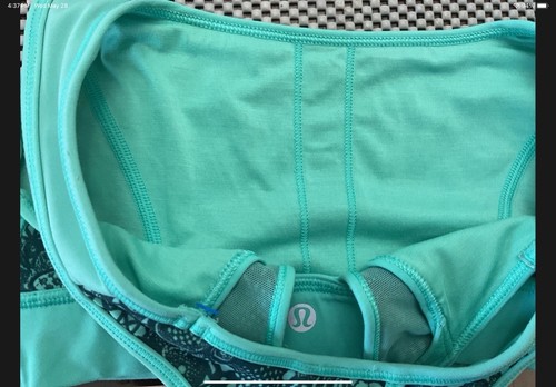 Sujetador deportivo Lululemon Run With The Sun Bali Breeze para mujer talla 4 azul/verde - Imagen 11 de 12