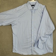 Proper Cloth Shirt Mens 19.5 Blue Clay Mathile Dress Gingham Check Button Up