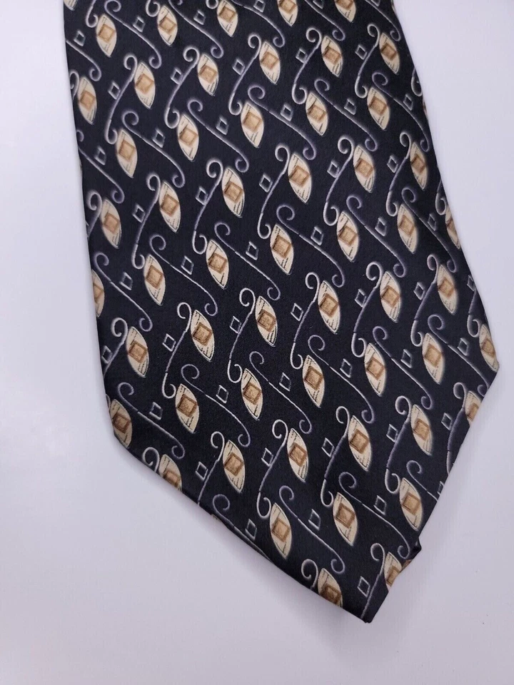 Corbata formal para hombre Zylos George Machado 58"Lx4"W negra/beige Foto 2 de 4