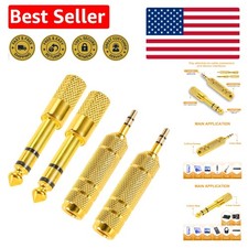 Durable 4 Pack 3.5mm to 6.35mm Adaptors - Reliable Audio Connection Everywhere
