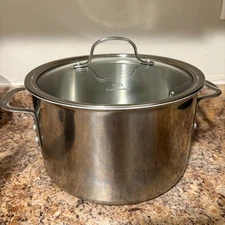 Calphalon 8 Quart Stock Pot 8608 Stainless Steel w/ Glass Lid 10.5" 8qt Stockpot