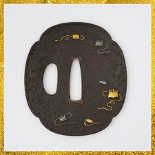 Japanese Katana Tsuba Ito-Maki 104 Antique Fittings Nihonto Showa Era