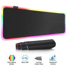 RGB LED Gaming Mouse Pad Large Extended Keyboard Mouse Mat Waterproof USB