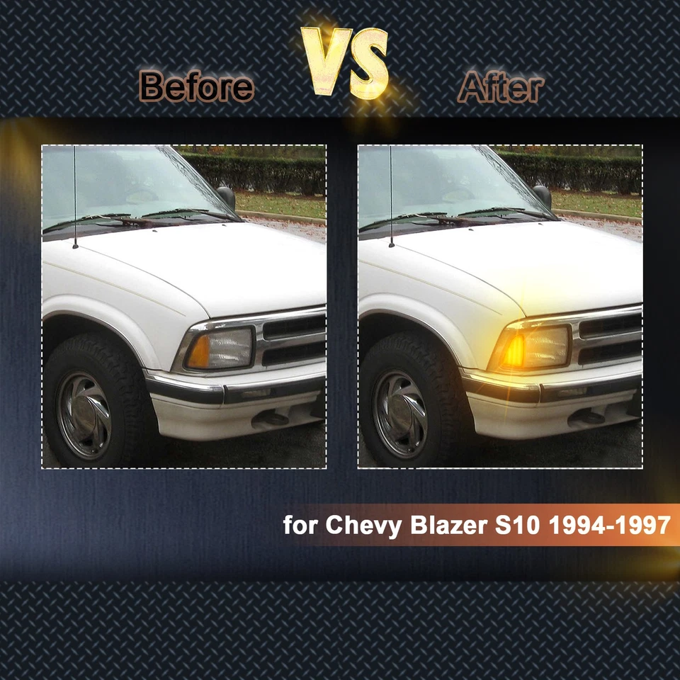 Luces de señalización delanteras laterales lámpara de esquina señal de giro ámbar para Chevy S10 1994-1997 Foto 2 de 4