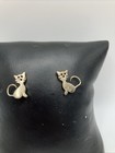 Dainty Vintage 925 Sterling Silver Kitty/Cat Stud Earrings. .7Gram.