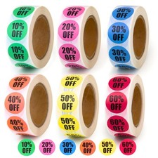 3000 PCS Sales Tags, Percent Discount from 10% to 60% Adhesive Percent Off La...