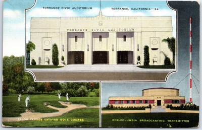VINTAGE POSTCARD MULTIPLE SCENES AT TORRANCE CALIFORNIA c.1940 POPULATION 10,000