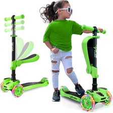 3-Wheeled Scooter for Kids - Wheel LED Lights, Adjustable Lean-to-Steer Handleba