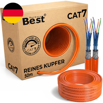 Germany B.E.S.T CAT 7 50M Duplex Netzwerkkabel Verlegekabel Kupfer LAN Kabel Eth