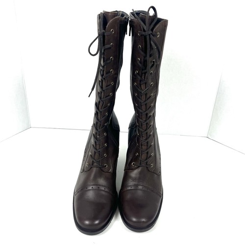 Paul Green Brown Lace up Leather Boot UK 5.5 US 8 Heel Edwardian Victorian Retro - Picture 2 of 12