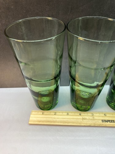 Set of (4) Gorgeous Vintage 1950s Libbey Ripple Green Glass Tumblers. Water Glas - Picture 3 of 12