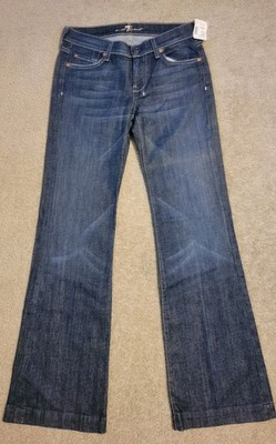 7 For All Mankind Dojo Flare Jeans White Stitch Rodeo Women s Size 27 Low-Rise