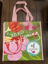 Nora Fleming nf Shopping Bag Tote Carrier xoxo Handles Floral 16” X 16” X 6” NWT