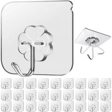 Heavy Duty Sticky Hooks for Hanging 28 Pack Clear Adhesive Wall Hooks Shower