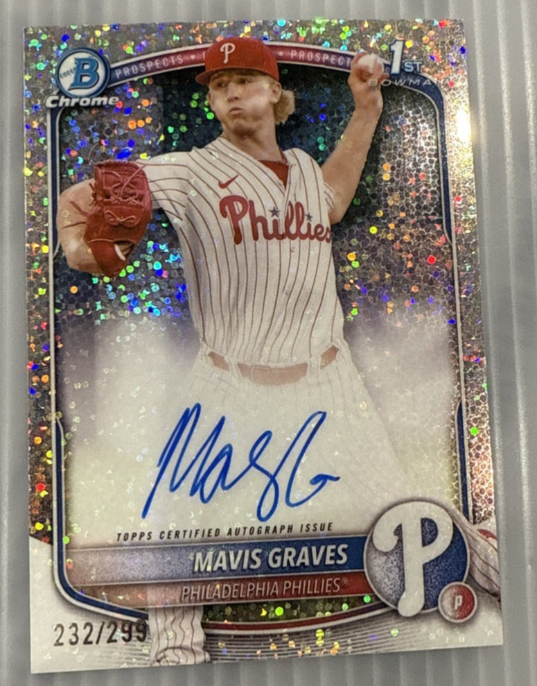 MAVIS GRAVES 2025 BOWMAN CHROME 1ST AUTOGRAPH SPECKLE AUTO /299