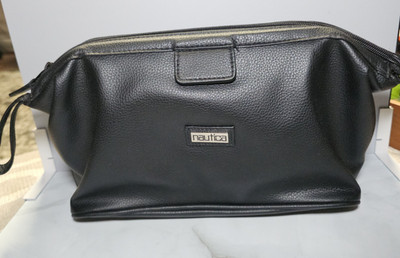 Nautica Men's Faux Leather Travel Kit/Toiletry Bag in Black