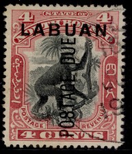 NORTH BORNEO - Labuan QV SG D3b, 4c black & carmine FINE USED. Cat &pound;110. P14&frac12;-15