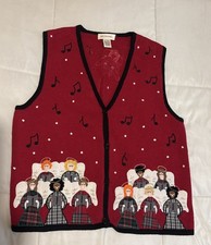 Vintage Bechamel Ugly Christmas Sweater Vest 1990s Angel Choir SZ L