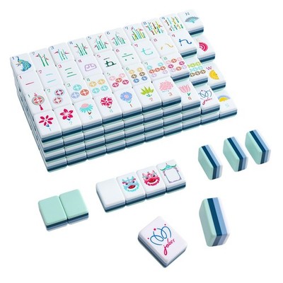 Mahjong Tiles Set 160 Acrylic 4 Layer American Engraved Green Trove Carrying