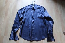 William Hunt England Navy Satin Shirt Mens L Designer Luxury Evening Formal
