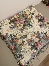 Cottagecore floral Tapestry Upholstery Fabric Remnant  vintage for footstool etc