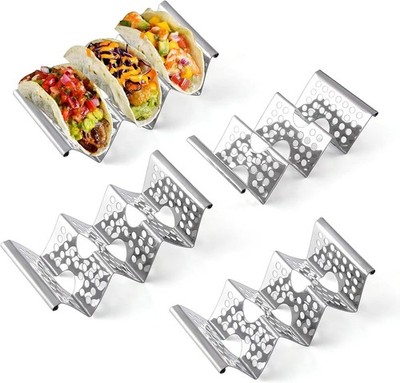 Taco Holders Set of 4, Stand, Stainless Steel Holder, Each Can... 
