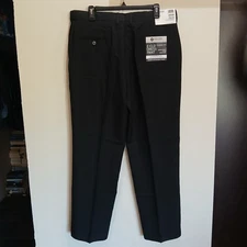 Haggar Mens Eclo Dress Pants Stria 36x30 Expandable Waist Flat Front Black