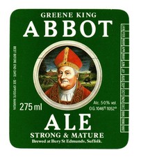 England - Vintage Beer Label - Greene King, Bury St. Edmunds - Abbot Ale