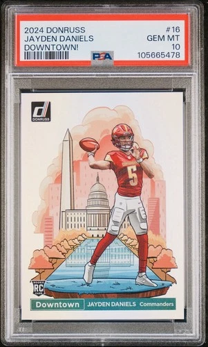 2024 PANINI DONRUSS DOWNTOWN JAYDEN DANIELS #16 PSA 10
