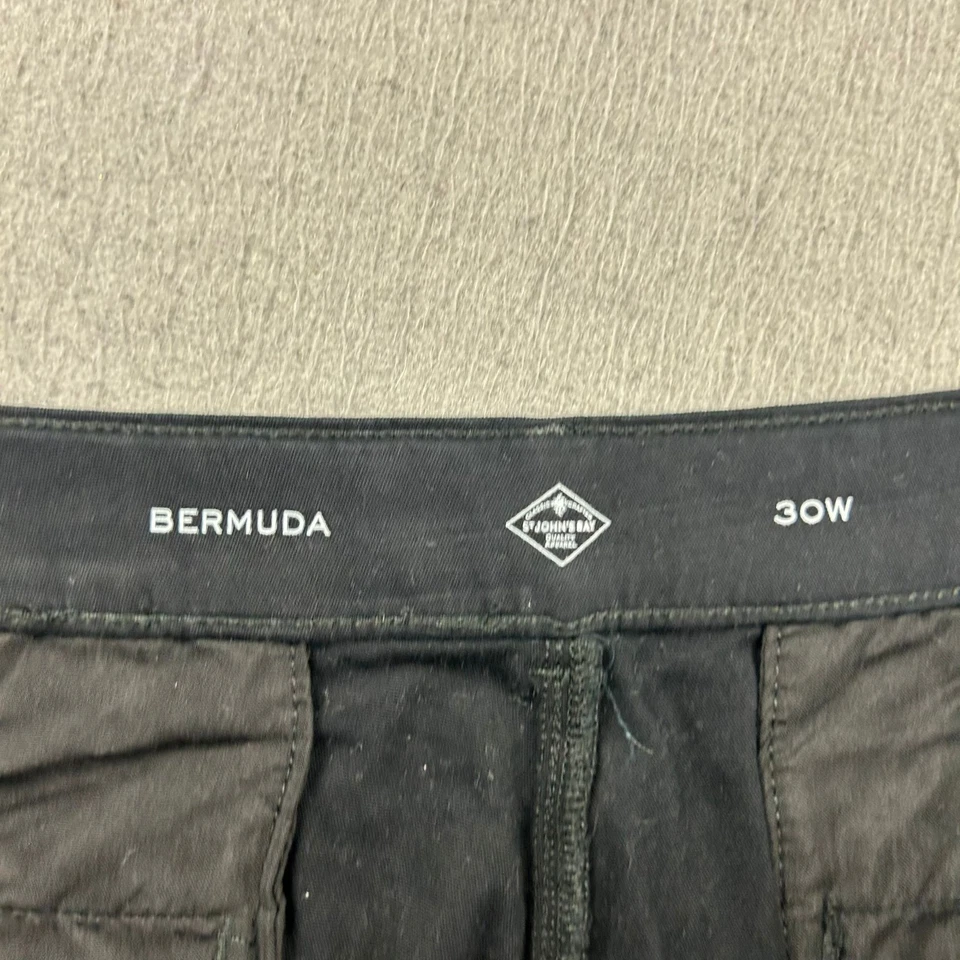 St Johns Bay Shorts Womens 30W Black Flat Front Lightweight Bermuda - Image 2 of 4