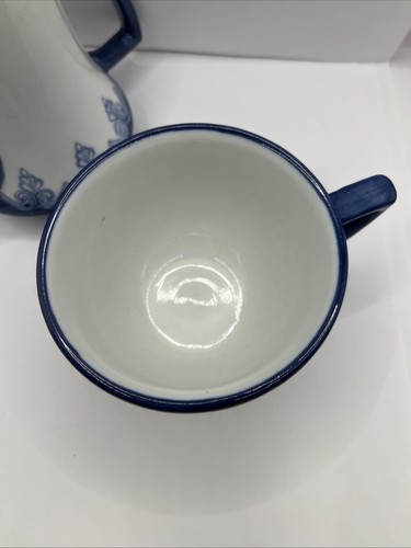 Bombay Company Tea For One Set Arabesque Tile Pattern Cobalt Blue Silver Trim - Picture 7 of 14
