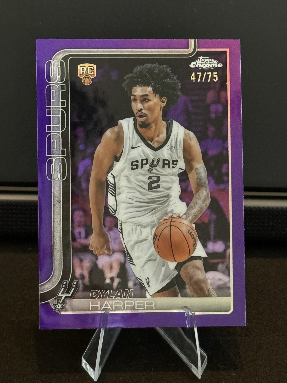 2025-26 Topps Chrome - Dylan Harper #252 True Purple Refractor /75 (RC)