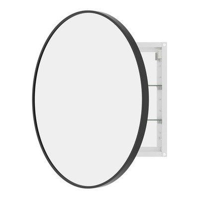 Bathroom Medicine Cabinet with Mirror, 28 Inch Black Round Mirror Medicine Ma...