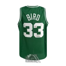 Larry Bird Autographed Boston Custom Green Basketball Jersey - PSA/DNA